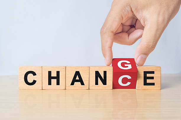 istock Business man hand flipping wooden cube blocks with CHANGE to CHANCE text on table background. Crisis, success, strategy, solution, business and Positive thinking concepts 2242680133