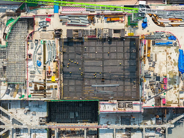 istock Aerial View of a Construction Site with Workers 2242693061