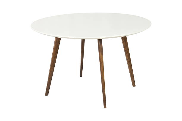 istock White round wooden isolated table 2242693526