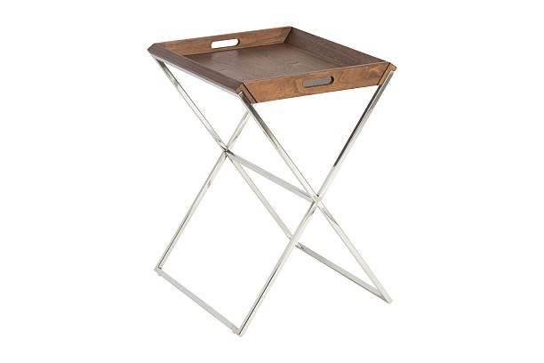 istock Wooden metal brown table isolated 2242693539