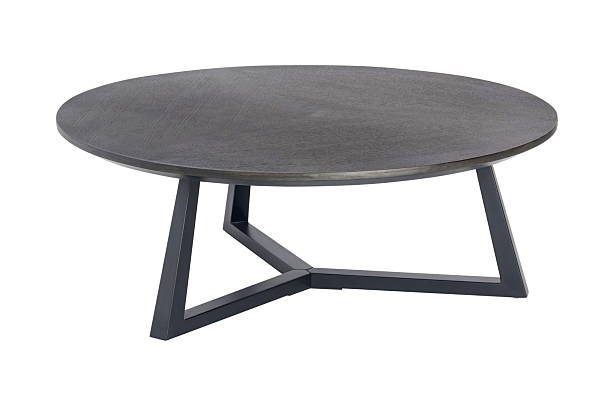 istock Black round wooden isolated table 2242694296