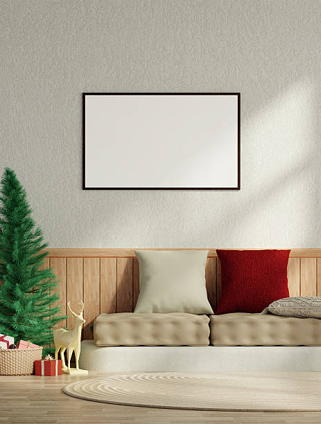 istock Featureless living room corner with a Christmas tree and inviting decor. 3D render illustration 2242698478