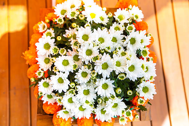 Beautiful elegant wedding bouquet, assorted flowers close up