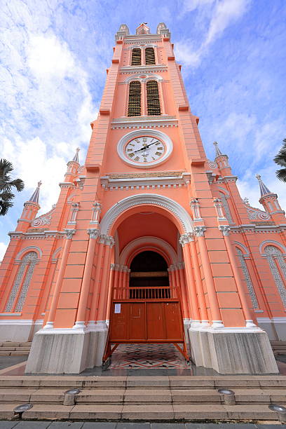 Tan Dinh Catholic Church (Nha Tho Giao Xu Tan Dinh), a pink Catholic church in District 1, Ho Chi Minh City, Vietnam
