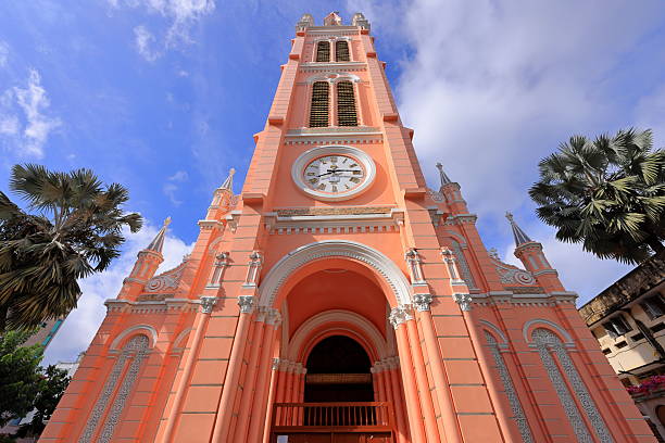 Tan Dinh Catholic Church (Nha Tho Giao Xu Tan Dinh), a pink Catholic church in District 1, Ho Chi Minh City, Vietnam