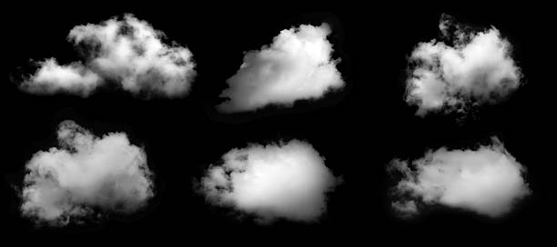 istock Realistic isolated white cloud collection on black background, perfect for photo compositing, digital art, weather design, and sky overlays. High-resolution transparent effect for creative projects. 2242704744