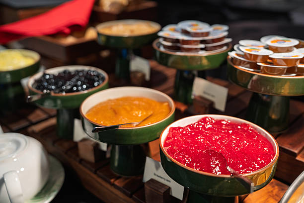 Assorted Jams and Condiments at Breakfast Buffet