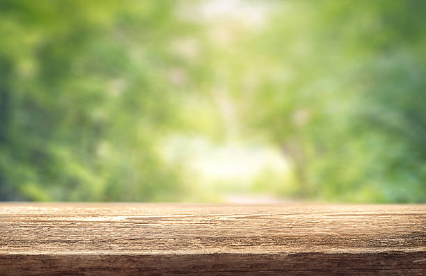 istock mixed background with a wooden surface for product presentation against a blurred green landscape. the concept of environmental friendliness 2242723452