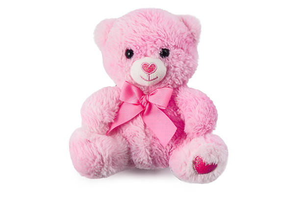 istock Pink teddy bear plush toy for kids isolated on white background 2242725450