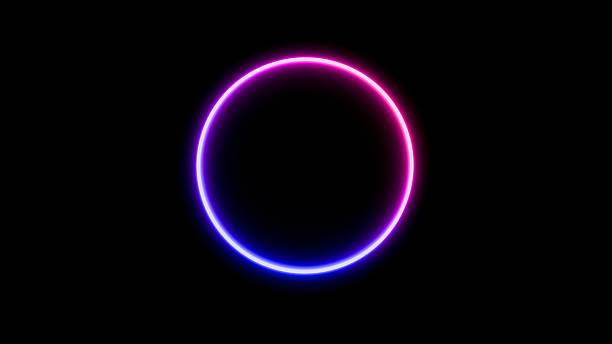 istock Saturated pink and blue glowing ring on black background. 3D render. 2242740842