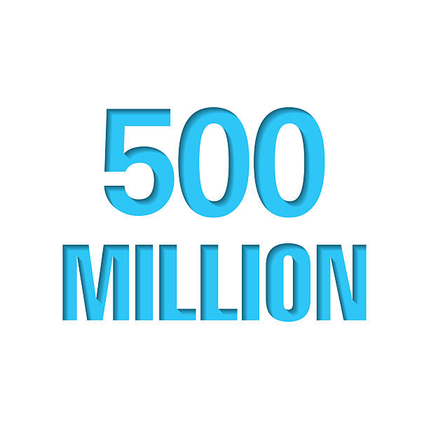 istock 500 Million. Icon cut out on white paper with blue background 2242742095