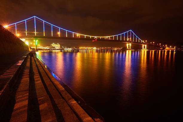 istock Pedestrian bridge in Kiev. Evening lighting. 2242762679