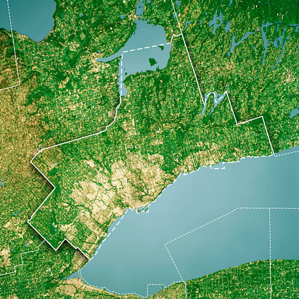 istock Greater Toronto Ontario Satellite Topographic Map 3D Render Color Border 2242764055