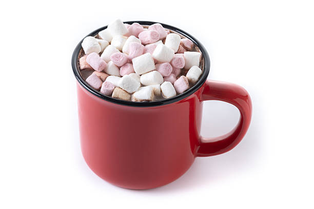 istock Hot chocolate with marshmallows in red mug 2242765738