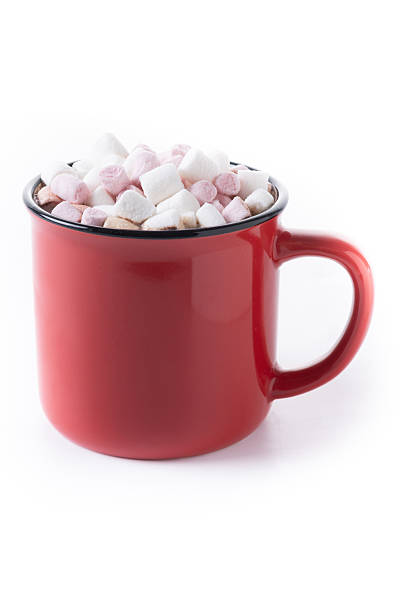 istock Hot chocolate drink with marshmallows in red mug 2242766197