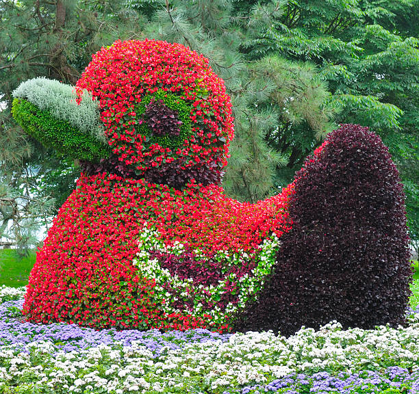istock Whimsical Duck Topiary Sculpture in a Vibrant Park Garden 2242768351