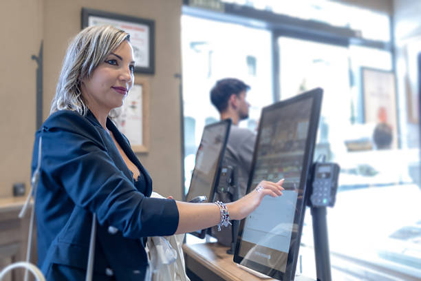istock A woman orders ice cream through an electronic device 2242778315