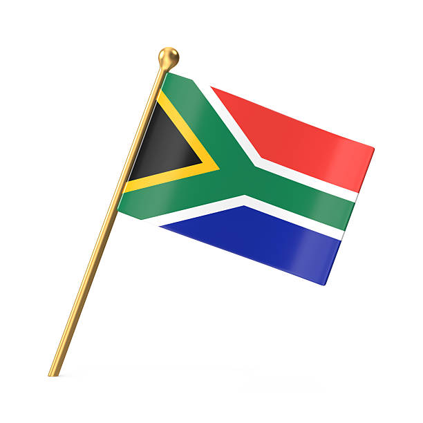 istock South African National Flag on a Golden Pole, 3D Rendered 2242780941