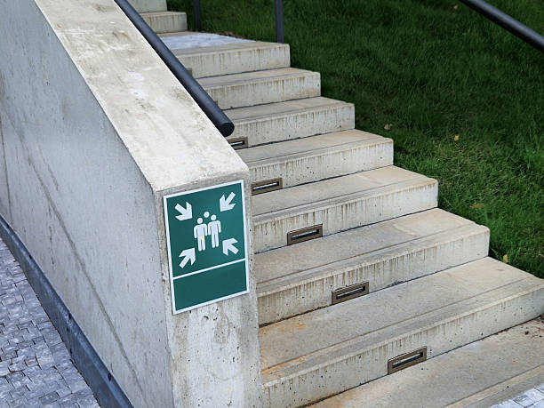 Additional table for marking the place where the assembly point is located. It is advisable to supplement the table with a text table or an arrow. escape routes from the building, photoluminescent