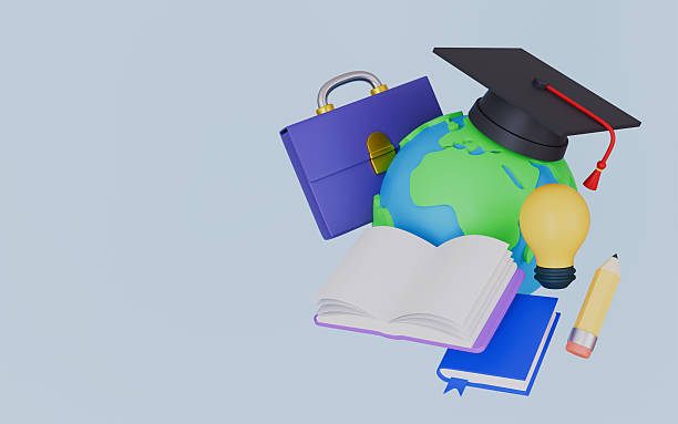 istock Education stationery elements, Back to school, Book, Pencil and briefcase with planet Earth concept 2242783006