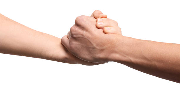 istock Help and support. People holding hands on white background, closeup 2242785002