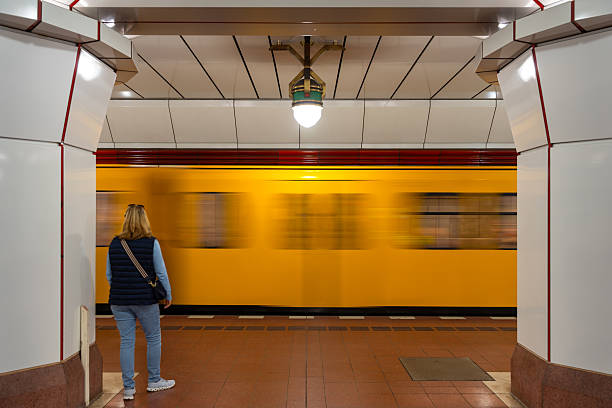 istock A women on the platform in front of a arriving  subway 2242785688