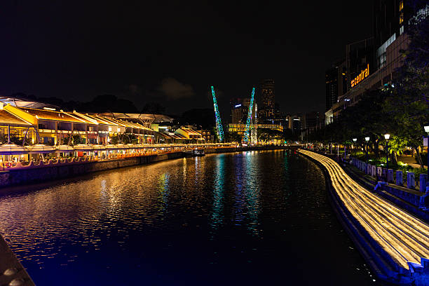 Singapore - March 27 2025;  Riverside point from Clarke's Quay across the Singapore River