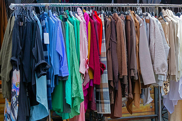 istock Modern clothes on market 2242790042