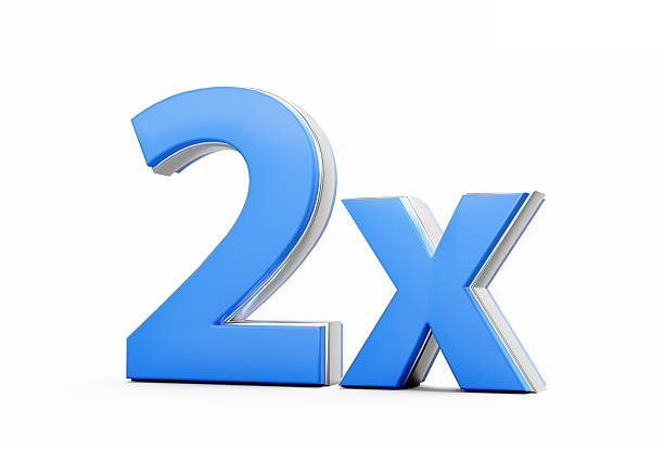 istock Blue 2x Symbol Two x Or 2 Times For Advertising And Dynamic Sales Presentations 3D Illustration 2242794756