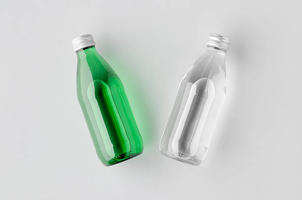 Water bottle mockup, green and clear glass