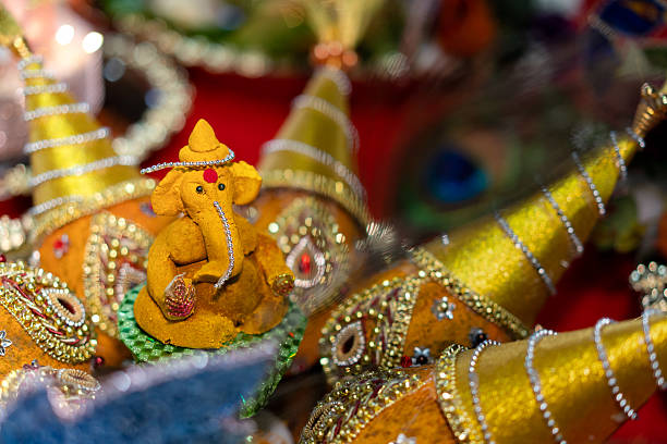 South Indian Hindu wedding ceremony. Represents auspicious beginnings, wisdom, and spiritual purity in cultural and religious practices.