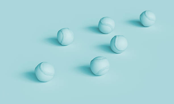 istock Scattered Monochromatic Pastel Blue Baseball Ball. 3D Rendering. 2242797496