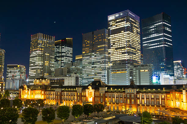 Tokyo, Japan - Oct 17th, 2025: Tokyo Station Marunouchi entrance with beautiful dusk view