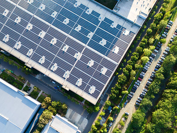 istock Solar power stations installed in large industrial factories 2242800171