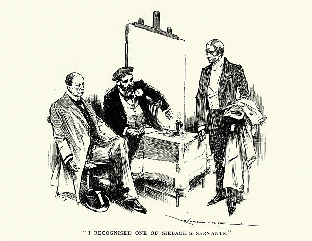 istock Three men drinking in an artist studio, Victorian, 1890s, 19th Century vintage illustration, scene from The Stone rider by Nellie K Blissett 2242802751