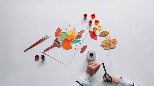istock Autumnal Art Project with Leaves and Paint 2242811836