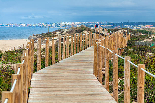 istock A wooden boardwalk with rope railings winds through sandy dunes and green shrubbery 2242816295