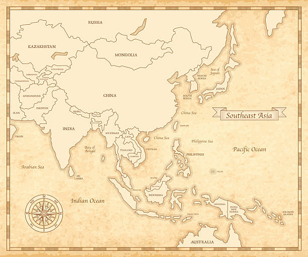 A map of Asian in Ancient colors