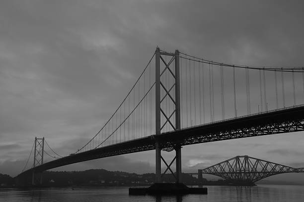 The Forth Bridge during twilight – a magnificent railway bridge.