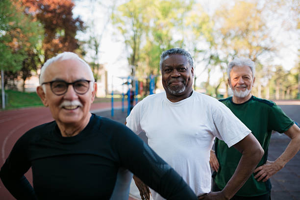 istock Senior men smiling after exercise in park 2242836814