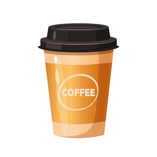 ilustraciones, imágenes clip art, dibujos animados e iconos de stock de ilustración vectorial de taza de café para llevar - vaso de café de papel
