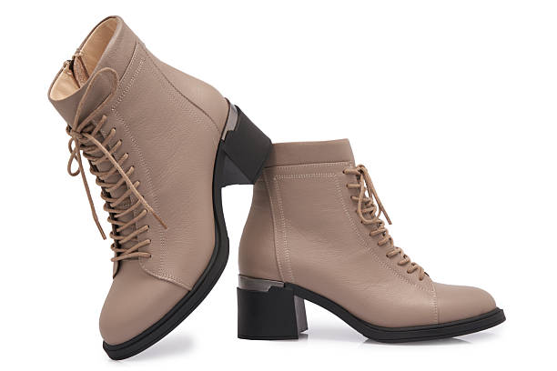 istock Leather High Heel Women's Boots On White Background 2242848227