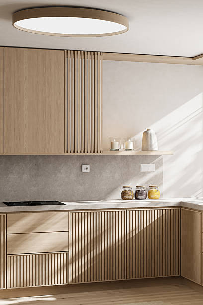istock Japandi Kitchen Interior with Pine Wood and Minimalist Styling 2242854498