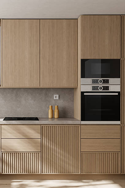 istock Japandi Kitchen Interior with Pine Wood and Minimalist Styling 2242854665