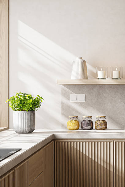 istock Japandi Kitchen Interior with Pine Wood and Minimalist Styling 2242854713