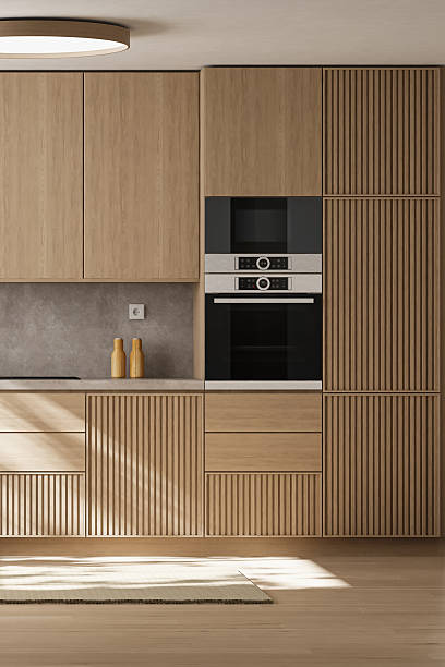 istock Japandi Kitchen Interior with Pine Wood and Minimalist Styling 2242854748