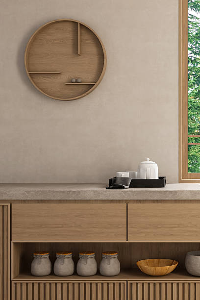 istock Japandi Kitchen Interior with Pine Wood and Minimalist Styling 2242854764