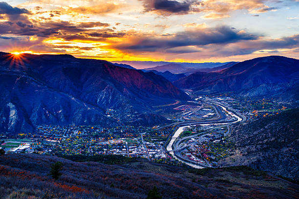 istock Glenwood Springs Sunset Dusk View From Above 2242864016