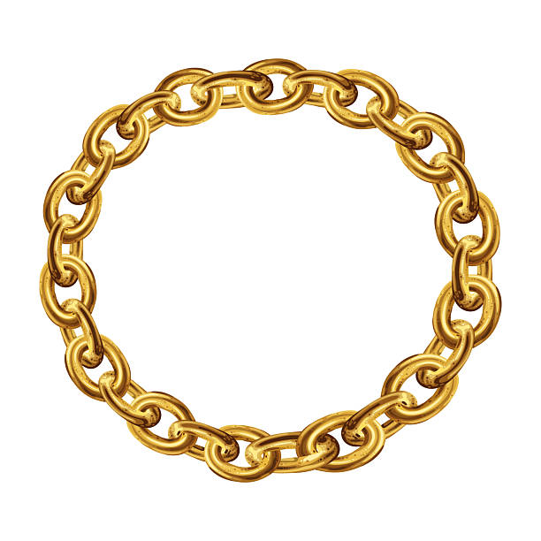 istock Golden chain round border frame. Wreath gold circle shape. Jewellery bracelet. 2242864197