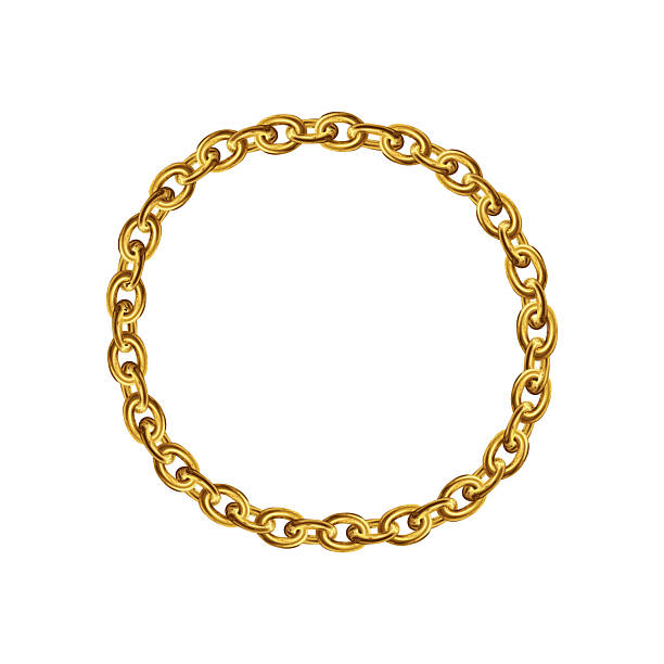 istock Golden chain round border frame. Wreath gold circle shape. Jewellery bracelet. 2242864232
